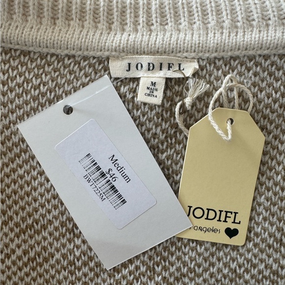 NWT | JODIFL | Grid Print Turtleneck Sweater | Cream & Taupe | Medium - Picture 6 of 6
